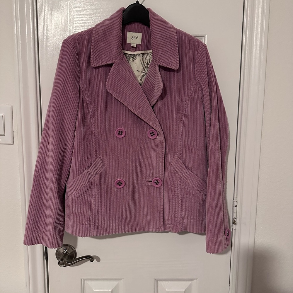 J. Jill Mauve Corduroy Pea Coat